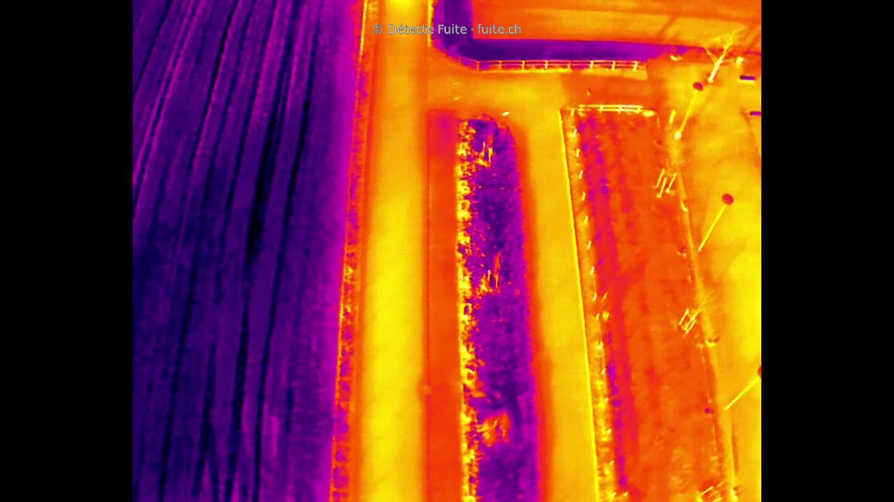 Vue thermique aérienne d’un réseau de chauffage à distance