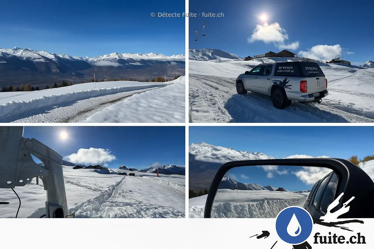 Photographies de Détecte Fuite sur le terrain enneigé à Nendaz