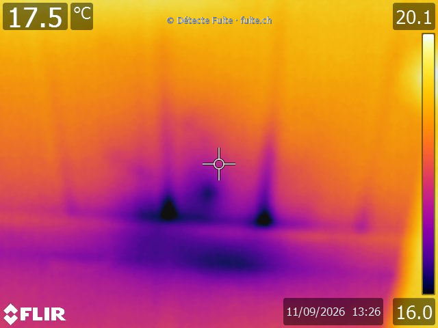 Thermographie d’une paroi avec son échelle de température complète